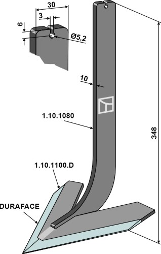 Tine with share 160mm - DURAFACE geeignet für: Tünnißen & Stocks Pruning hammers, pruning hammers PTA, arched blades, L-blades