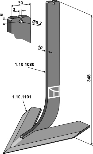 Tine with share 180mm geeignet für: Tünnißen & Stocks Pruning hammers, pruning hammers PTA, arched blades, L-blades