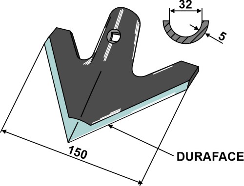 Cuchilla de binadora 150mm - DURAFACE geeignet für: Maschio / Gaspardo