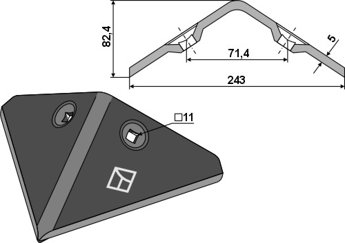 Reja aporcadora 243mm geeignet für: Maschio / Gaspardo