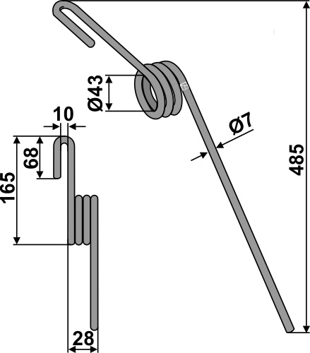 Muelle de rastra Ø7mm - trasero geeignet für: Rabe Muelles de rastra para sembradoras