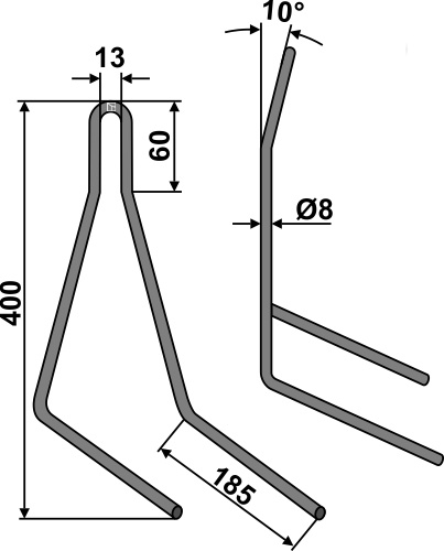 Muelle de rastra Ø8mm geeignet für: Rabe Muelles de rastra para sembradoras