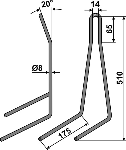Muelle de rastra Ø8mm geeignet für: Rabe Muelles de rastra para sembradoras