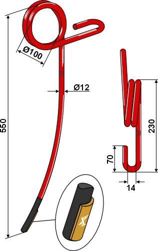 Efterharvetand Ø12mm - (hårdmetal belagt) geeignet für: Tume Hårdmetalbelagt sliddele 
