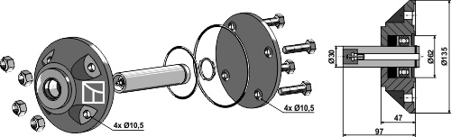 Lagăr pentru  ax Ø30mm geeignet für: Kverneland lagări brăzdare disc