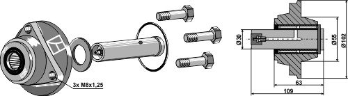 Lagăr complet fără flanşe pentru ax  diam. 30mm geeignet für: Kverneland lagări brăzdare disc