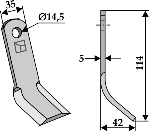 Cuţit Y 114x35mm geeignet für: Muratori Cuţite Y, cuţite dreapte, ciocan tocător, ciocan tocător PTA