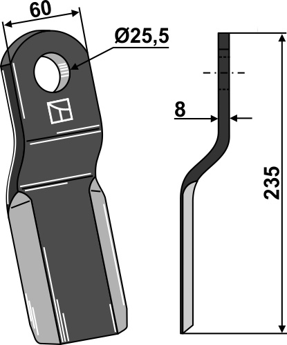 Flail 235x60mm geeignet für: Spearhead Pruning hammers, blades, flails, mower-blades, twisted blades, y-blades