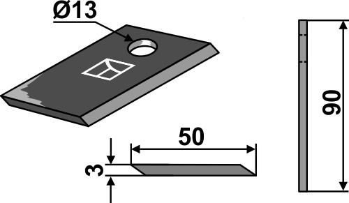 Kniv 90x50mm geeignet für: AS Motor Knive, snitter-knive, Y-knive