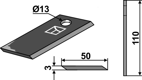 Kniv 110x50mm geeignet für: AS Motor Knive, snitter-knive, Y-knive