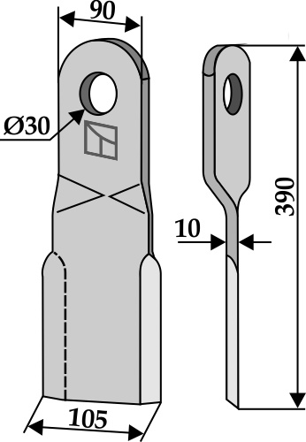 Comminution blade 390x90mm, left model geeignet für: BAMSComminution blades