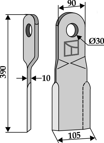Comminution blade 390x90mm, right model geeignet für: BAMSComminution blades