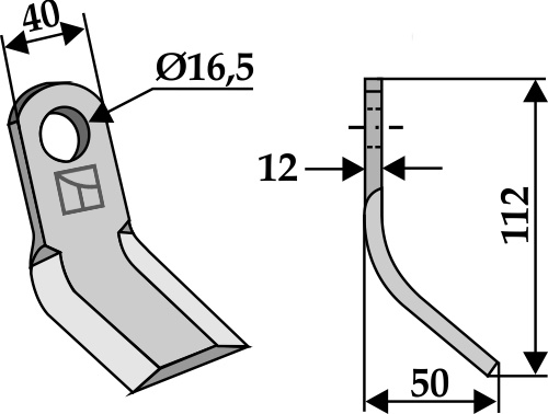 Y- kniv 112x40mm geeignet für: Becchio & Mandrile Y-knive, slagle, hammerslagler, hammerslagler PTA