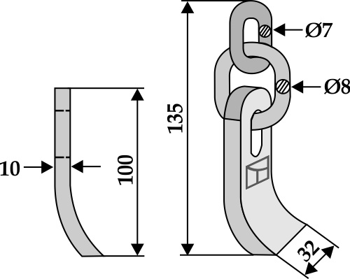 Blade with chain geeignet für: Bomford Y-blades, pruning hammers