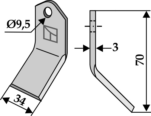 Y-Blade 70x34mm geeignet für: Bomford Y-blades, pruning hammers