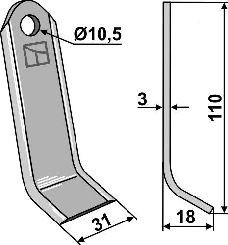 Y-blade 110x31mm geeignet für: Bomford Y-blades, pruning hammers