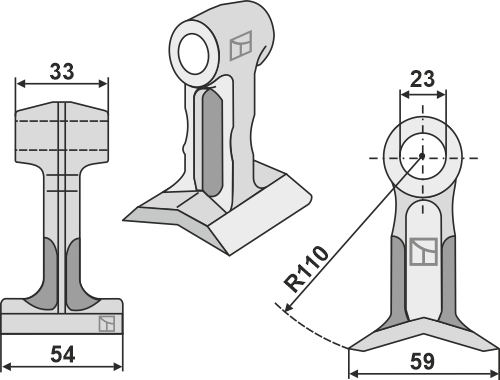 Pruning hammer 54x33mm geeignet für: Bomford Y-blades, pruning hammers
