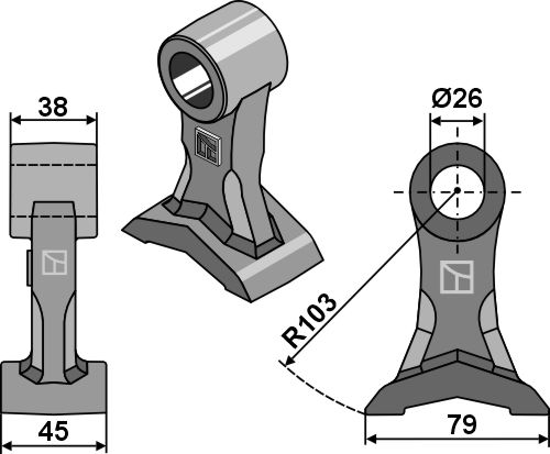 Pruning hammer 45x38mm geeignet für: Bomford Y-blades, pruning hammers