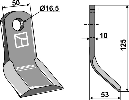 Y-mes 125x50mm geeignet für: Celli Y-messen, recht messen, hamerklepels, hamerklepels PTA