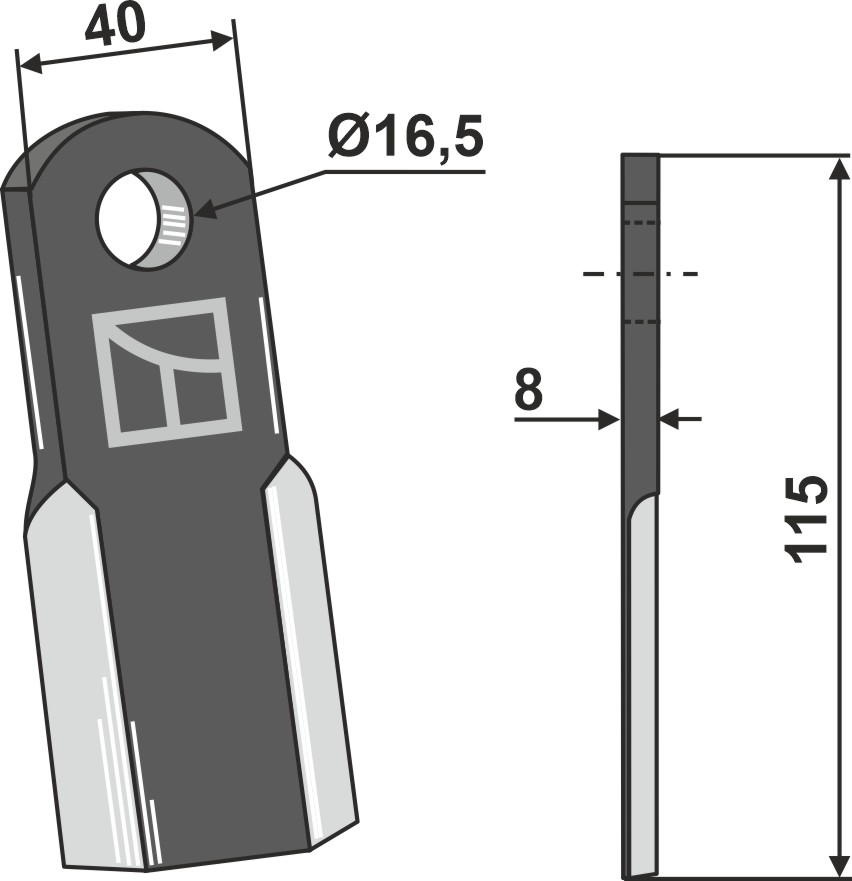 Straight blade 115x40mm geeignet für: Agricom Pruning hammers, pruning hammer PTA