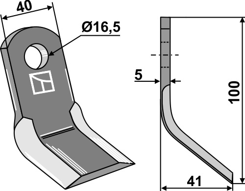 Couteau-Y 100x40mm geeignet für: Dragone Couteaux-Y, marteaux broyeurs, marteaux broyeurx PTA