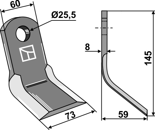 Y-blade 145x60mm geeignet für: Howard Pruning hammers, pruning hammer PTA, Y-blades, flails
