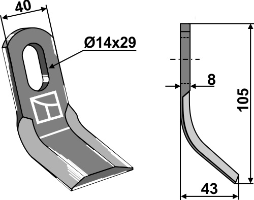 Y-blade 105x40mm geeignet für: Howard Pruning hammers, pruning hammer PTA, Y-blades, flails