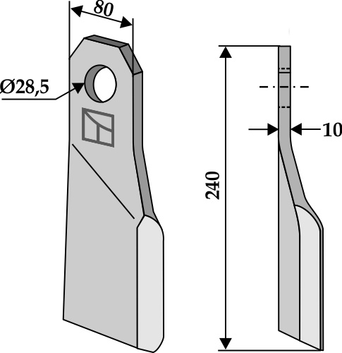 Flail 240x80mm - left geeignet für: Gilbers Y-blades, Y-blades 3 link-chain, pruning hammers