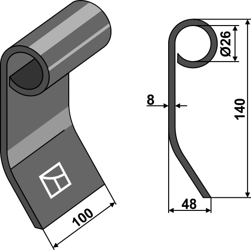 Flail 140x100mm geeignet für: Gilbers Y-blades, Y-blades 3 link-chain, pruning hammers