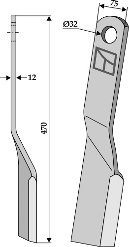 Flail 470x75mm geeignet für: Howard Pruning hammers, pruning hammer PTA, Y-blades, flails
