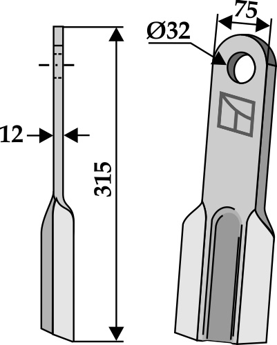 Flail 315x75mm geeignet für: Howard Pruning hammers, pruning hammer PTA, Y-blades, flails
