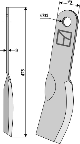 Flail 475x90mm geeignet für: Howard Pruning hammers, pruning hammer PTA, Y-blades, flails