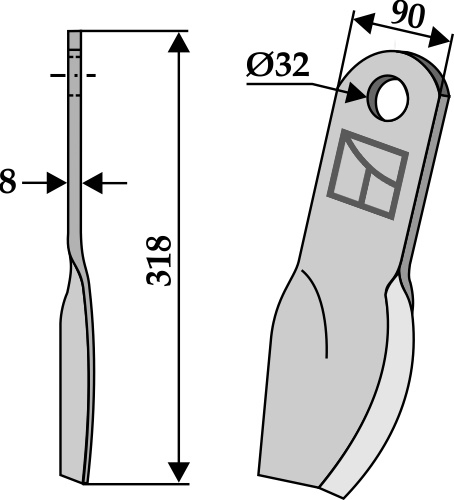 Flail 318x90mm geeignet für: Howard Pruning hammers, pruning hammer PTA, Y-blades, flails