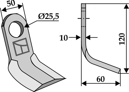 Y-blade 120x50mm geeignet für: Howard Pruning hammers, pruning hammer PTA, Y-blades, flails