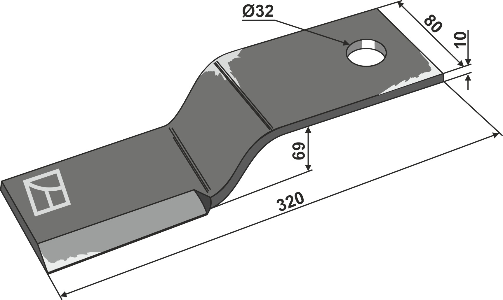 Mover-blade 320mm geeignet für: Howard Pruning hammers, pruning hammer PTA, Y-blades, flails