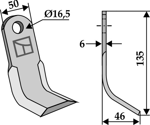 Y-blade 130x50mm geeignet für: Humus Flails, Y-blades, change blade, mower blades,pruning hammers, pruning hammer PTA