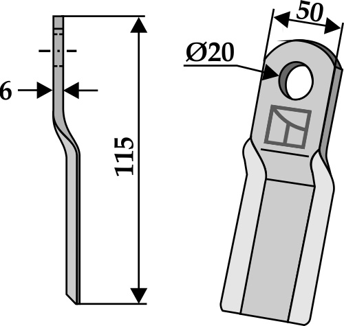 Flail 115x50mm geeignet für: Humus Flails, Y-blades, change blade, mower blades,pruning hammers, pruning hammer PTA