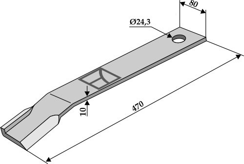 Mover-blade 470mm - left geeignet für: Humus Flails, Y-blades, change blade, mower blades,pruning hammers, pruning hammer PTA