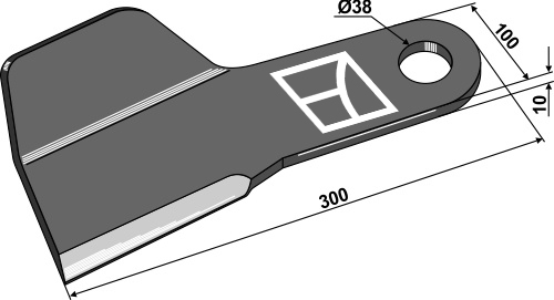 Blade 300mm, right geeignet für: Spearhead Pruning hammers, blades, flails, mower-blades, twisted blades, y-blades
