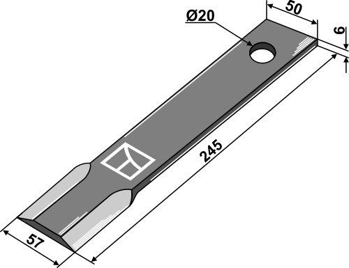 Mover-blade 245mm geeignet für: Humus Flails, Y-blades, change blade, mower blades,pruning hammers, pruning hammer PTA