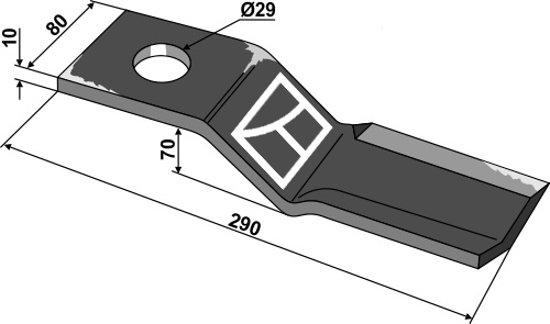Kniv 290x80mm, venstre geeignet für: Seppi Hammerslagler, Y-knive, knive, bio knive
