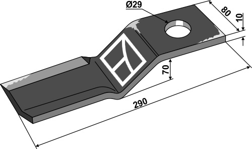 Kniv 290x80mm, højre geeignet für: Seppi Hammerslagler, Y-knive, knive, bio knive