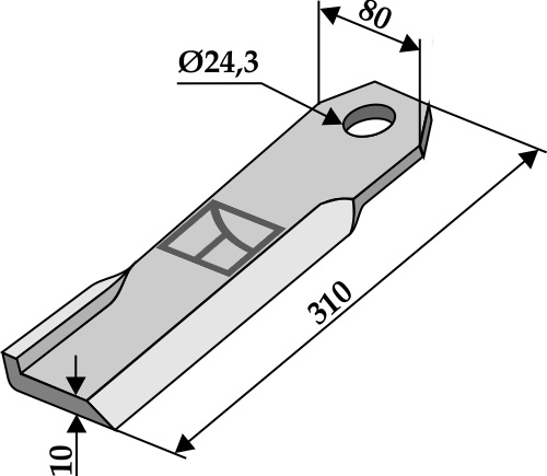 Flail 310x80mm - left - old model geeignet für: Humus Flails, Y-blades, change blade, mower blades,pruning hammers, pruning hammer PTA