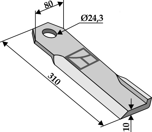 Flail 310x80mm - right - old model geeignet für: Humus Flails, Y-blades, change blade, mower blades,pruning hammers, pruning hammer PTA