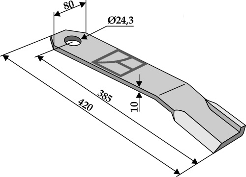 Flail 420x80mm - right geeignet für: Humus Flails, Y-blades, change blade, mower blades,pruning hammers, pruning hammer PTA