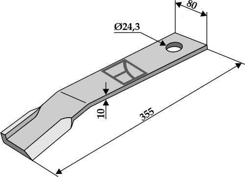 Mover-blade 355mm - left geeignet für: Humus Flails, Y-blades, change blade, mower blades,pruning hammers, pruning hammer PTA