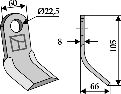 Cuchilla-Y 105x60mm geeignet für: Sicma Martillos, martillos PTA