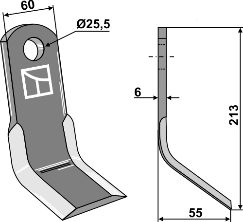 Y-blade 213x60mm geeignet für: Lagarde Flails, Y-blades, straight blades, pruning hammers, pruning hammers PTA