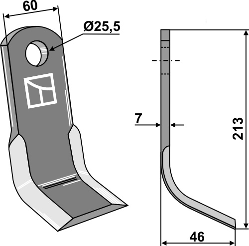 Y-blade 213x60mm geeignet für: Lagarde Flails, Y-blades, straight blades, pruning hammers, pruning hammers PTA