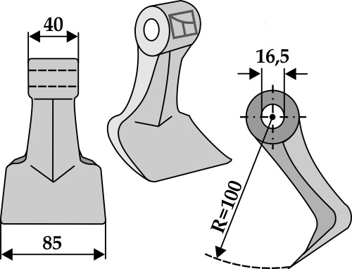 Hamerklepel 85x40mm geeignet für: Maschio / Gaspardo Y-messen, klepels, hamerklepels, hamerklepels PTA